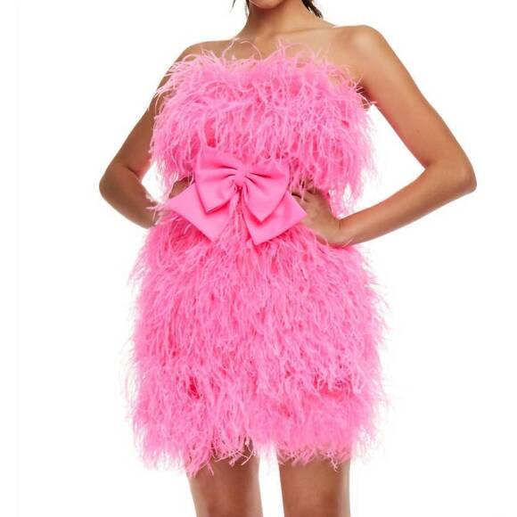 ASHLEYLAUREN Dresses & Skirts - NEW ASHLEYLAUREN strapless feather designed party dress in hot pink